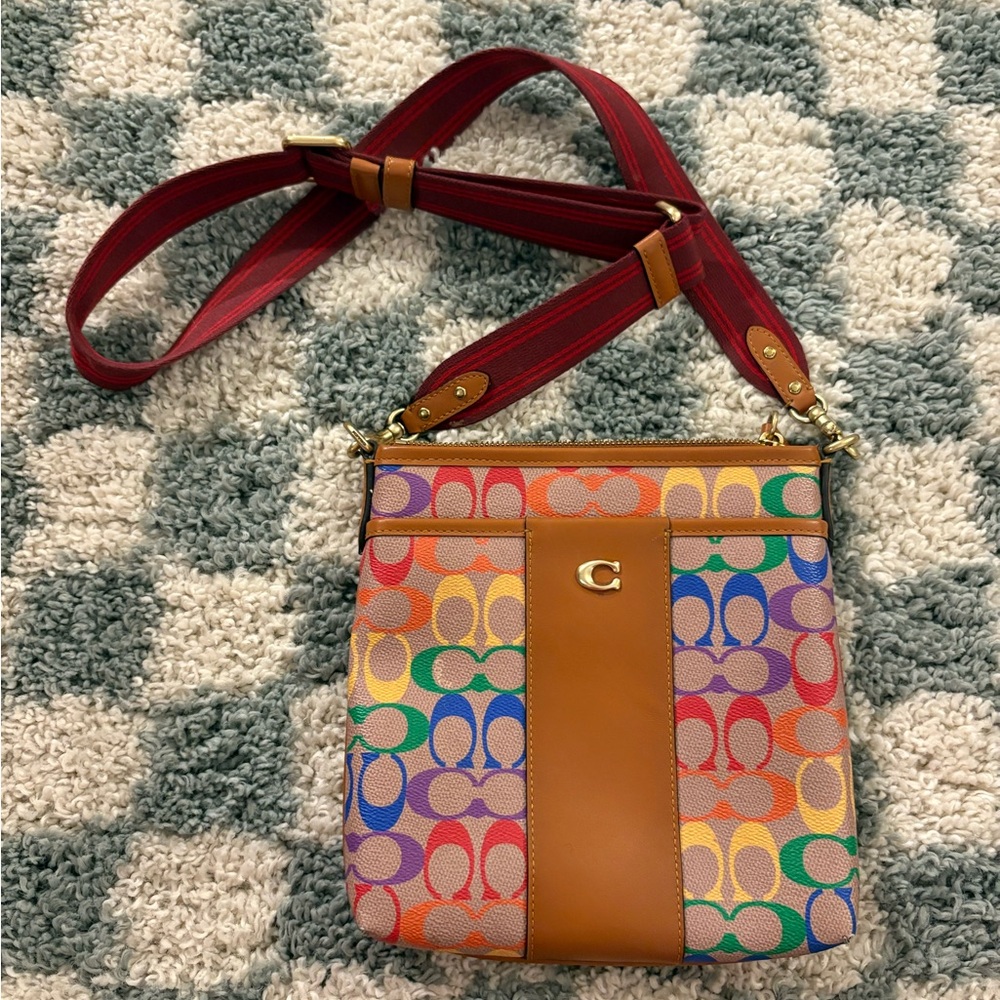 Coach Multicolor Crossbody Bag with Brown Accent
